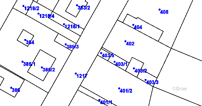 Parcela st. 403/5 v KÚ Ostrá, Katastrální mapa