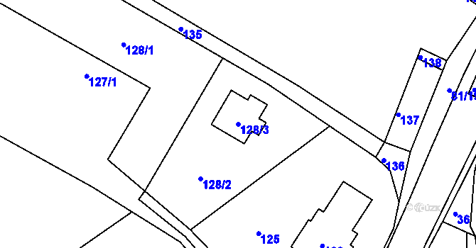 Parcela st. 128/3 v KÚ Ostrata, Katastrální mapa