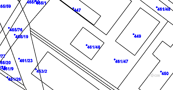 Parcela st. 461/48 v KÚ Ostrata, Katastrální mapa