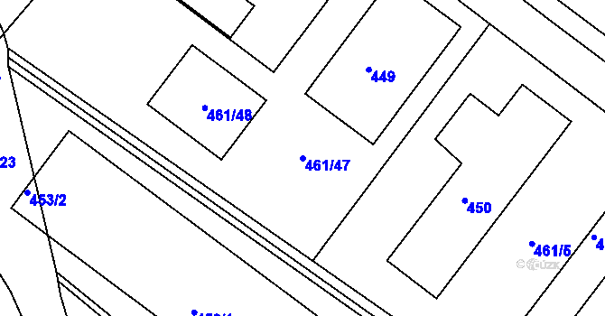 Parcela st. 461/47 v KÚ Ostrata, Katastrální mapa
