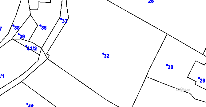Parcela st. 32 v KÚ Ostrata, Katastrální mapa