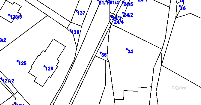 Parcela st. 36 v KÚ Ostrata, Katastrální mapa