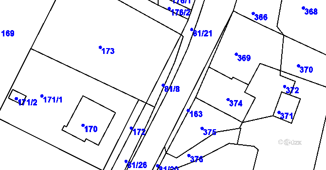 Parcela st. 81/8 v KÚ Ostrata, Katastrální mapa