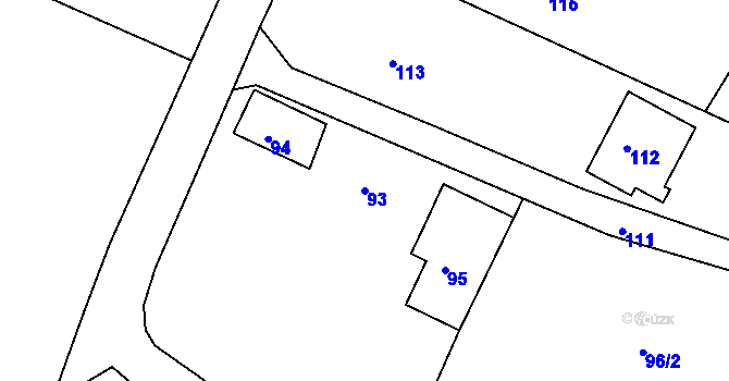 Parcela st. 93 v KÚ Ostrata, Katastrální mapa