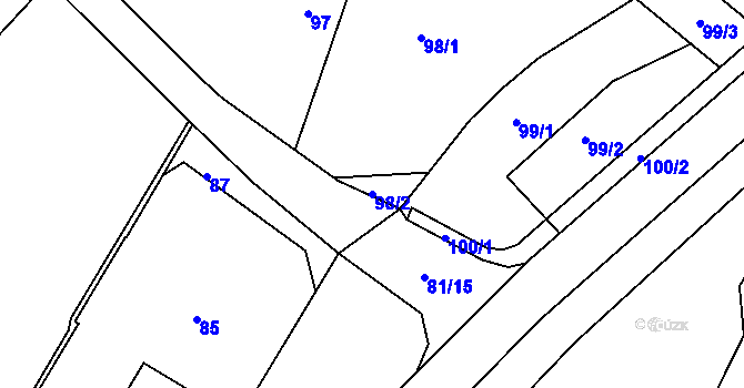 Parcela st. 98/2 v KÚ Ostrata, Katastrální mapa