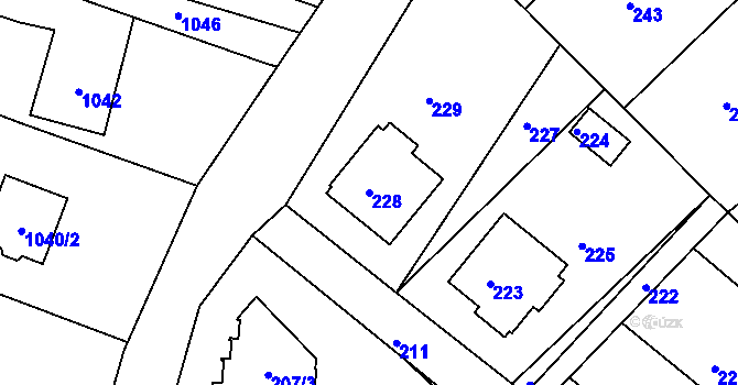 Parcela st. 228 v KÚ Ostrata, Katastrální mapa