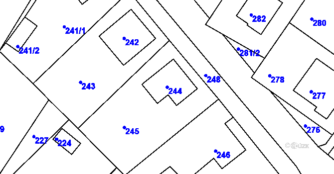 Parcela st. 244 v KÚ Ostrata, Katastrální mapa