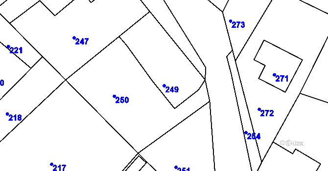 Parcela st. 249 v KÚ Ostrata, Katastrální mapa