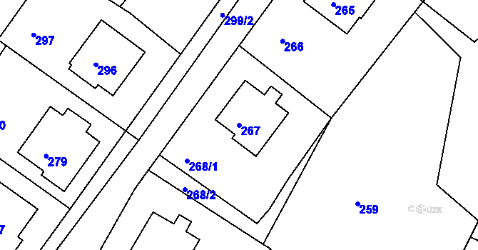 Parcela st. 267 v KÚ Ostrata, Katastrální mapa