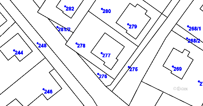 Parcela st. 277 v KÚ Ostrata, Katastrální mapa