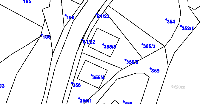 Parcela st. 355 v KÚ Ostrata, Katastrální mapa