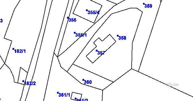 Parcela st. 357 v KÚ Ostrata, Katastrální mapa