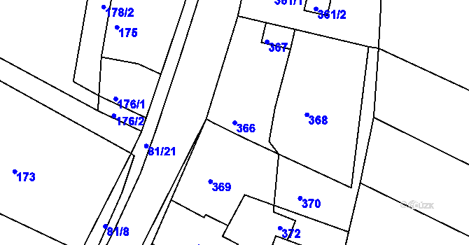 Parcela st. 366 v KÚ Ostrata, Katastrální mapa