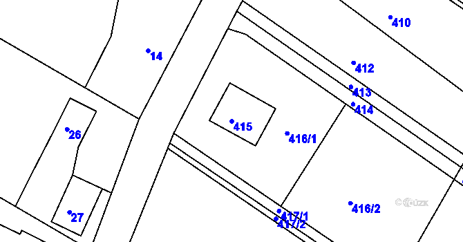 Parcela st. 415 v KÚ Ostrata, Katastrální mapa