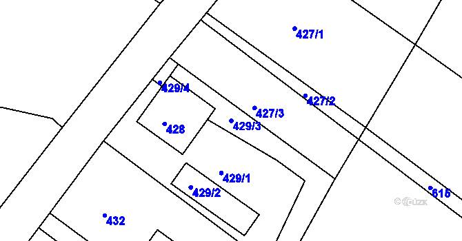 Parcela st. 429/3 v KÚ Ostrata, Katastrální mapa