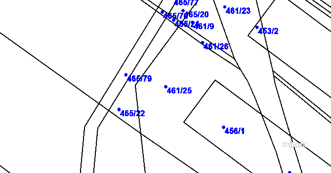 Parcela st. 461/25 v KÚ Ostrata, Katastrální mapa