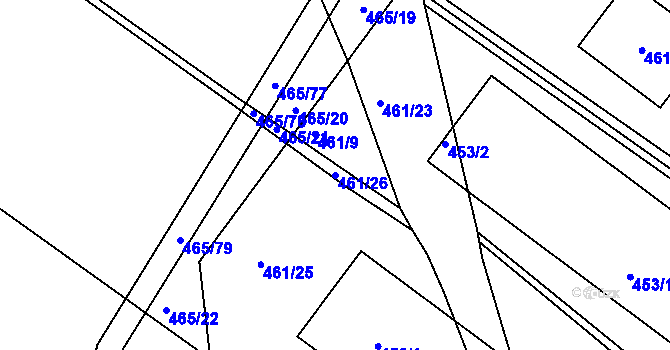 Parcela st. 461/26 v KÚ Ostrata, Katastrální mapa