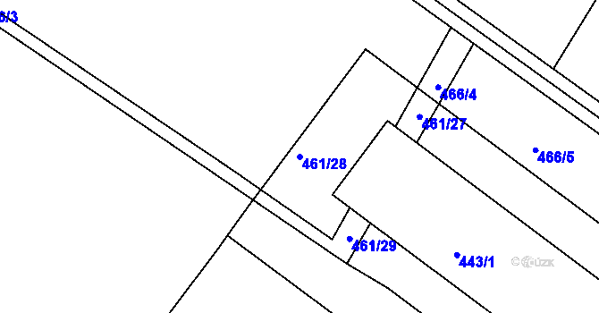 Parcela st. 461/28 v KÚ Ostrata, Katastrální mapa