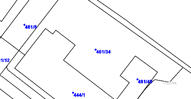 Parcela st. 461/34 v KÚ Ostrata, Katastrální mapa