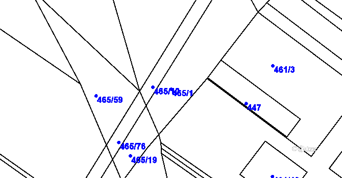 Parcela st. 465/1 v KÚ Ostrata, Katastrální mapa