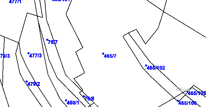 Parcela st. 465/7 v KÚ Ostrata, Katastrální mapa