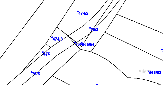 Parcela st. 465/54 v KÚ Ostrata, Katastrální mapa