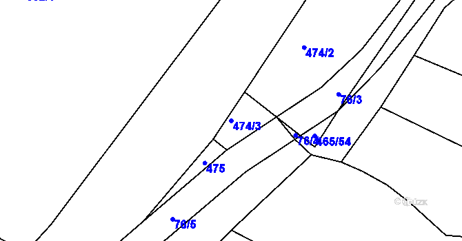 Parcela st. 474/3 v KÚ Ostrata, Katastrální mapa