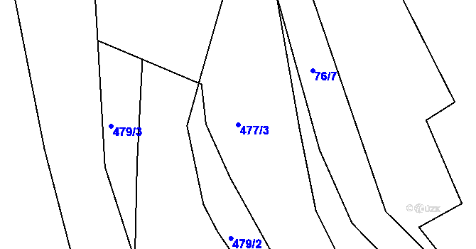 Parcela st. 477/3 v KÚ Ostrata, Katastrální mapa