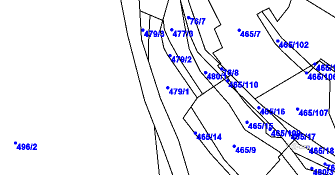 Parcela st. 479/1 v KÚ Ostrata, Katastrální mapa