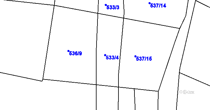 Parcela st. 533/4 v KÚ Ostrata, Katastrální mapa