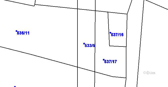 Parcela st. 533/5 v KÚ Ostrata, Katastrální mapa