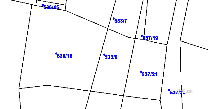Parcela st. 533/8 v KÚ Ostrata, Katastrální mapa