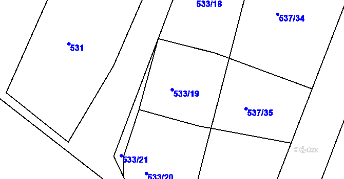 Parcela st. 533/19 v KÚ Ostrata, Katastrální mapa