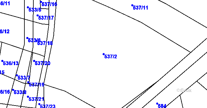 Parcela st. 537/2 v KÚ Ostrata, Katastrální mapa