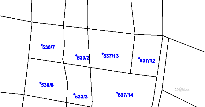 Parcela st. 537/13 v KÚ Ostrata, Katastrální mapa