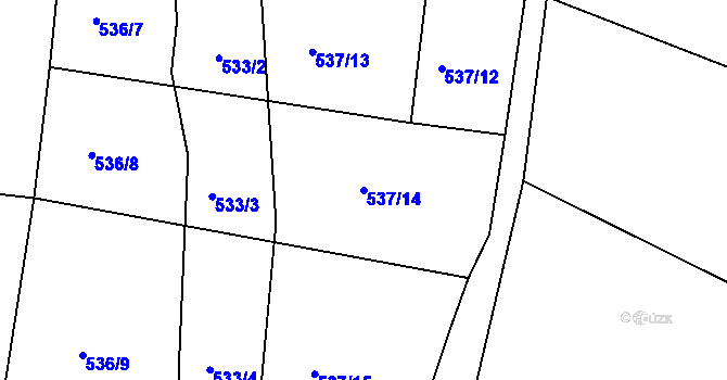 Parcela st. 537/14 v KÚ Ostrata, Katastrální mapa