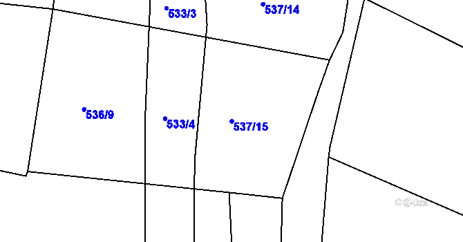 Parcela st. 537/15 v KÚ Ostrata, Katastrální mapa