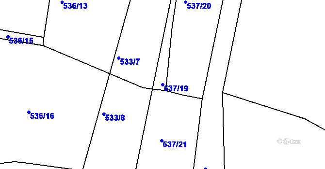 Parcela st. 537/19 v KÚ Ostrata, Katastrální mapa
