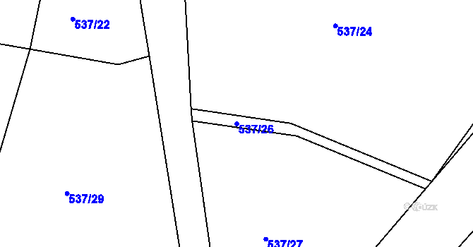 Parcela st. 537/26 v KÚ Ostrata, Katastrální mapa