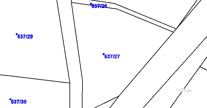 Parcela st. 537/27 v KÚ Ostrata, Katastrální mapa