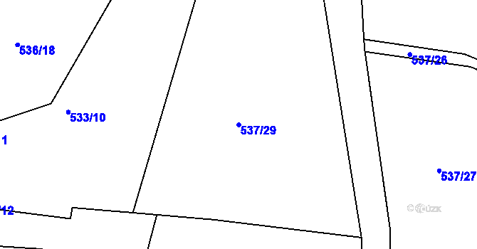 Parcela st. 537/29 v KÚ Ostrata, Katastrální mapa