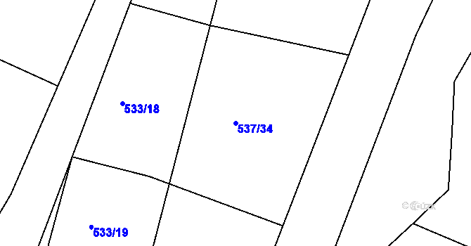 Parcela st. 537/34 v KÚ Ostrata, Katastrální mapa