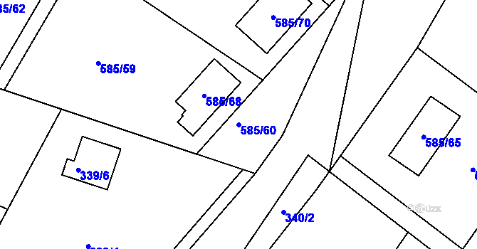 Parcela st. 585/60 v KÚ Ostrata, Katastrální mapa