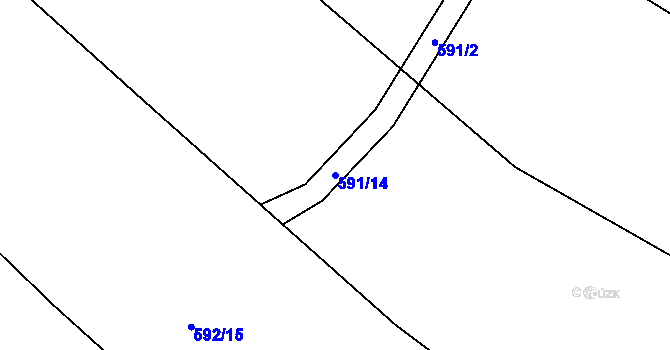 Parcela st. 591/14 v KÚ Ostrata, Katastrální mapa