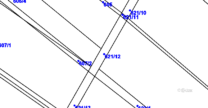 Parcela st. 621/12 v KÚ Ostrata, Katastrální mapa