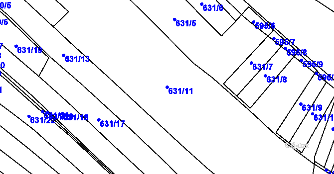 Parcela st. 631/11 v KÚ Ostrata, Katastrální mapa