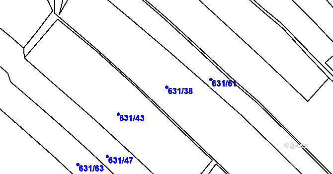 Parcela st. 631/38 v KÚ Ostrata, Katastrální mapa