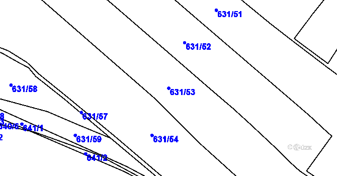 Parcela st. 631/53 v KÚ Ostrata, Katastrální mapa