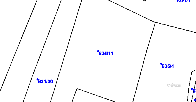 Parcela st. 634/11 v KÚ Ostrata, Katastrální mapa