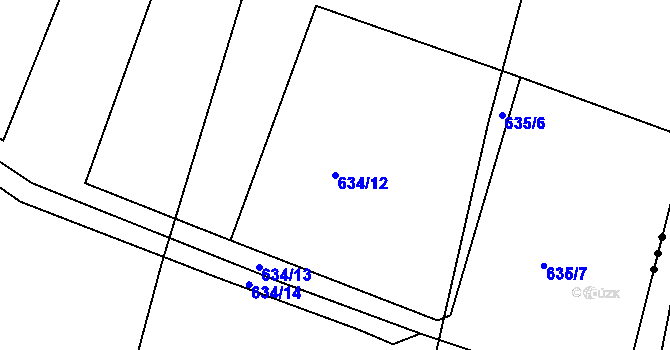 Parcela st. 634/12 v KÚ Ostrata, Katastrální mapa